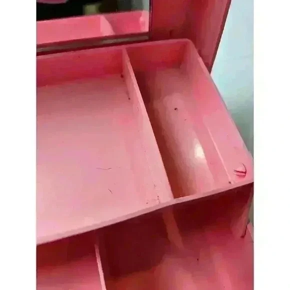 Vintage 80s 90s Pink Mini Caboodle Case Make Up Jewelry With Mirror Rare - Picture 5 of 7